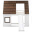 Lit superposé simple blanc et brun avec toit et glissade - Bois massif pour maison de chambre à coucher avec
