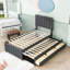 Lit plateforme tapissier avec lit gigogne et tiroirs de rangement-778333924-778333925