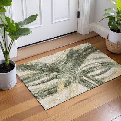Machine Washable Indoor/Outdoor Chantille ACN2421 Abstract Rug