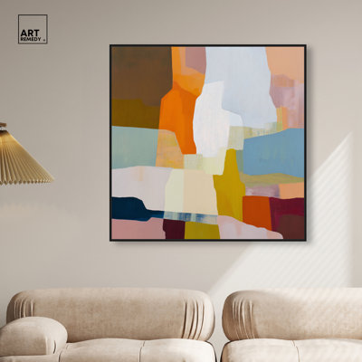 «Safran Mesa», reproduction d'art sur toile encadrée par Art Remedy, cadre noir, 40 x 40