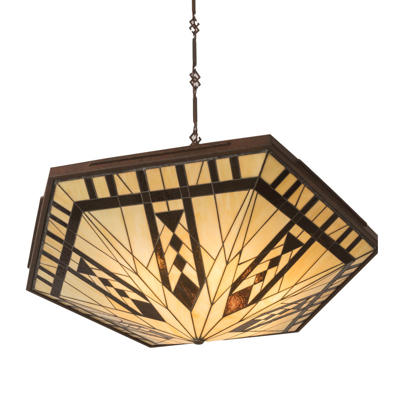 Sonoma 6-Light Rustic Outdoor-Indoor Pendant with Chocolate-Beige Glass