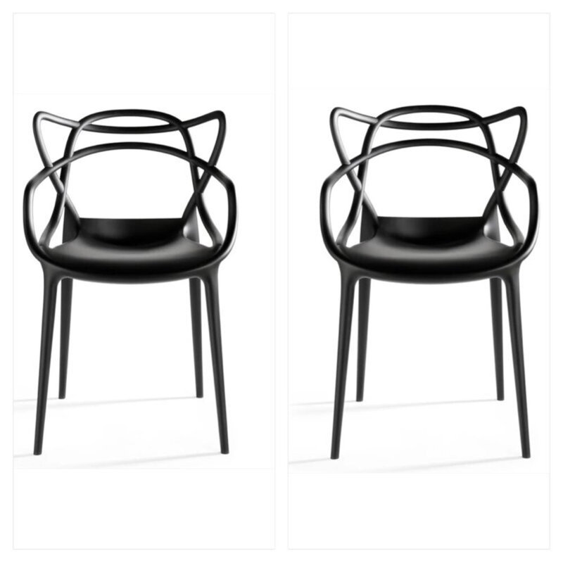 Chaise avec accoudoirs empilable Aswar, Noir