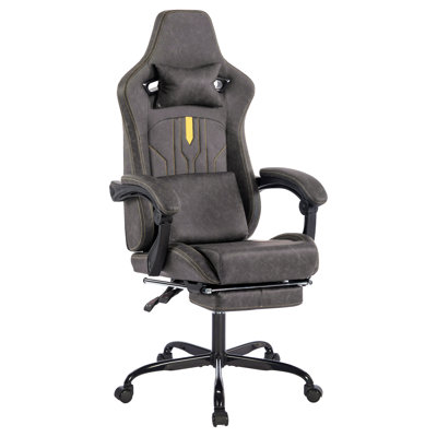 Gaming Chair, Video Game Chair With Massage Lumbar Support And Footrest, Comfortable Ergonomic Computer Chair With Linkage Armrests, Height Adjustable Racing Game Chair Pu Leather For Adults