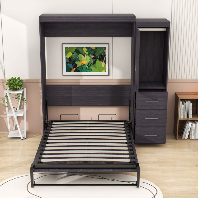 Lit escamotable en bois avec garde-robe, Double