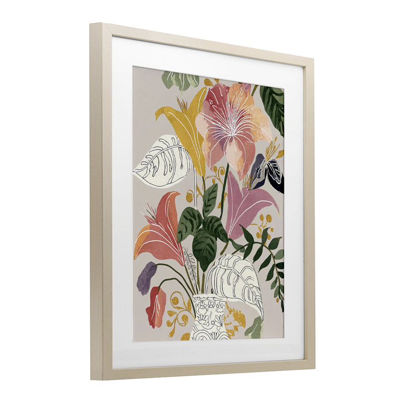 «Playful Flower Bouquet», reproduction sous verre encadrée, design par Annabelle Hall, H 21 po x l 17 po