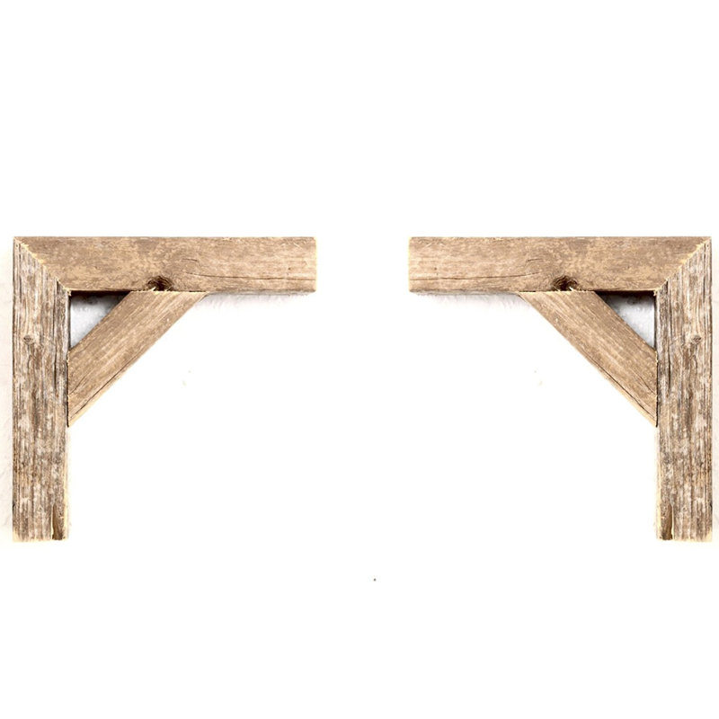 Suresh 2 Piece Triangle Cedar Solid Wood Bracket Shelf