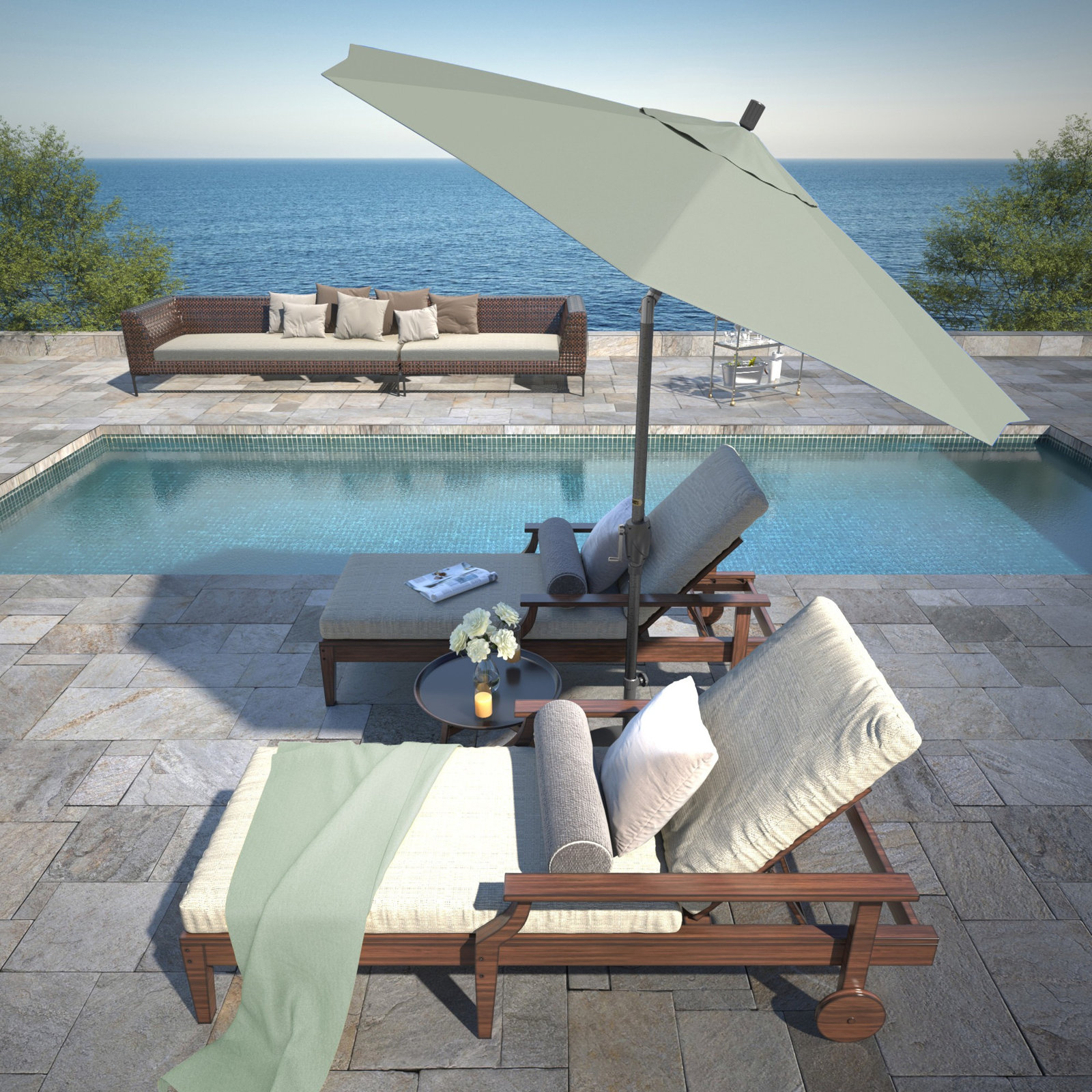 Lexia 7.5' Sunbrella® Umbrella, Canvas Spa Sunbrella® Canvas, Hammertone Gray