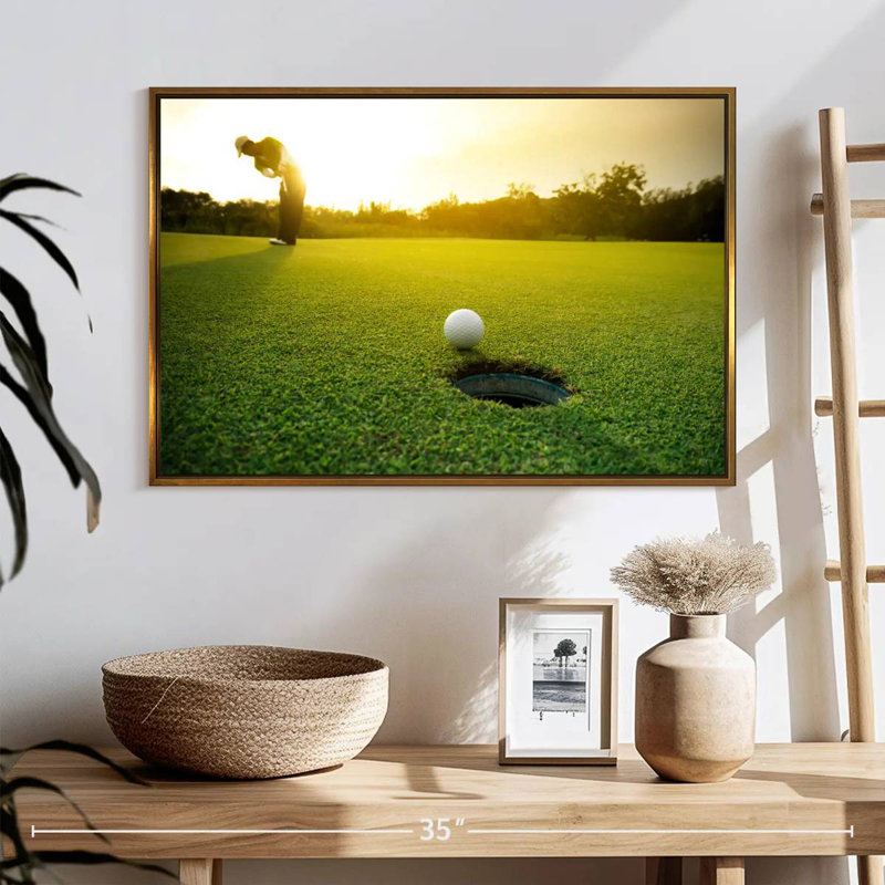 Coup de balle de golf, Cadre flottant doré, 25 po x 17 po