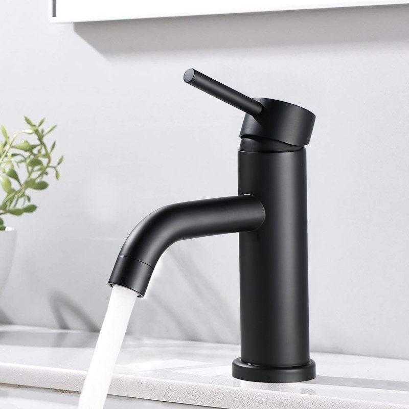 Robinet pour salle de bain à une poignée, Noir mat