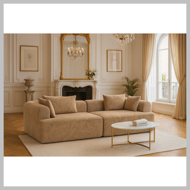 Canapé modulaire en mousse Boneless, canapé modulaire 2 pièces à accoudoirs arrondis de 96 pouces, confort semblable à un nuage, emballage compressé pour une livraison facile