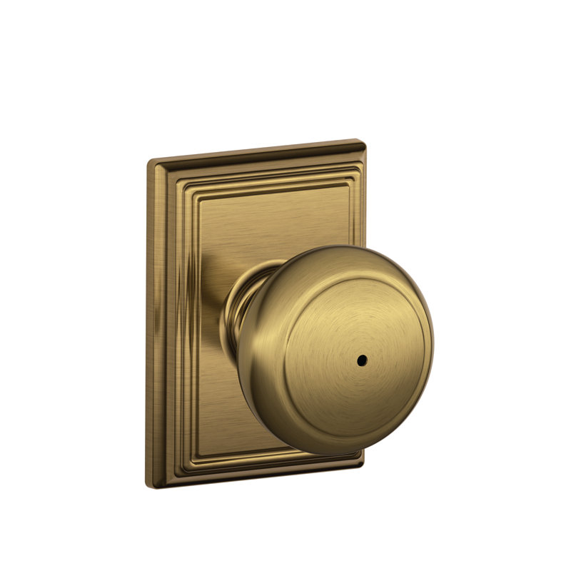 Andover Knob with Addison Trim Bed and Bath Lock, Antique Brass