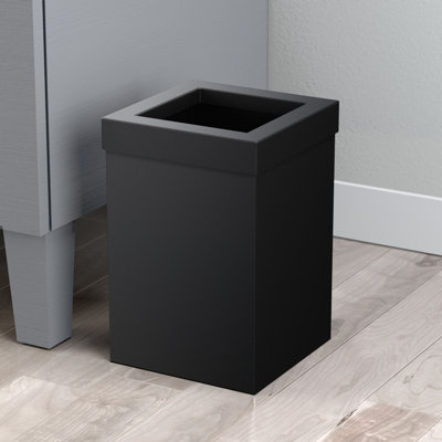 Elevate Stainless Steel 3-Gallon Wastebasket with Open Removable Lid |Square  Open Top Trash Can with Padded Base