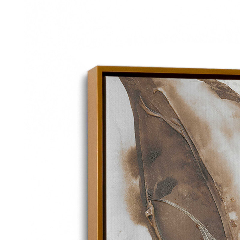 «Gilded Leaf Collage v2 II» par Chris Paschke, reproduction d'art sur toile, H 20 po x l 20 po, Cadre flottant, Doré