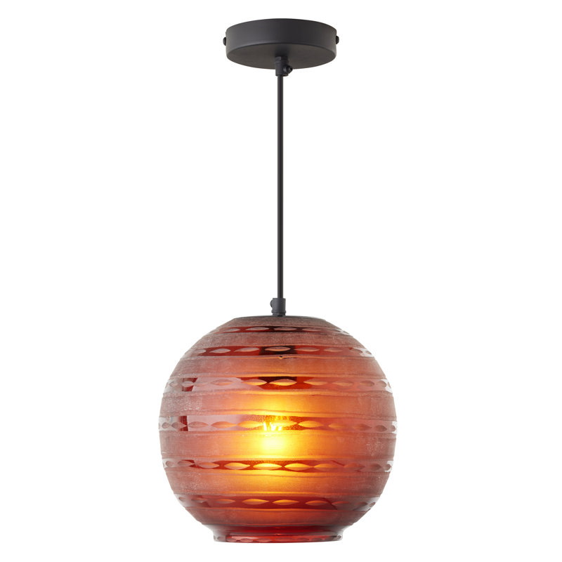 Luminaire suspendu en verre soufflé bleu moderne de 9,5 po Tara - Ebern Designs, Rouge