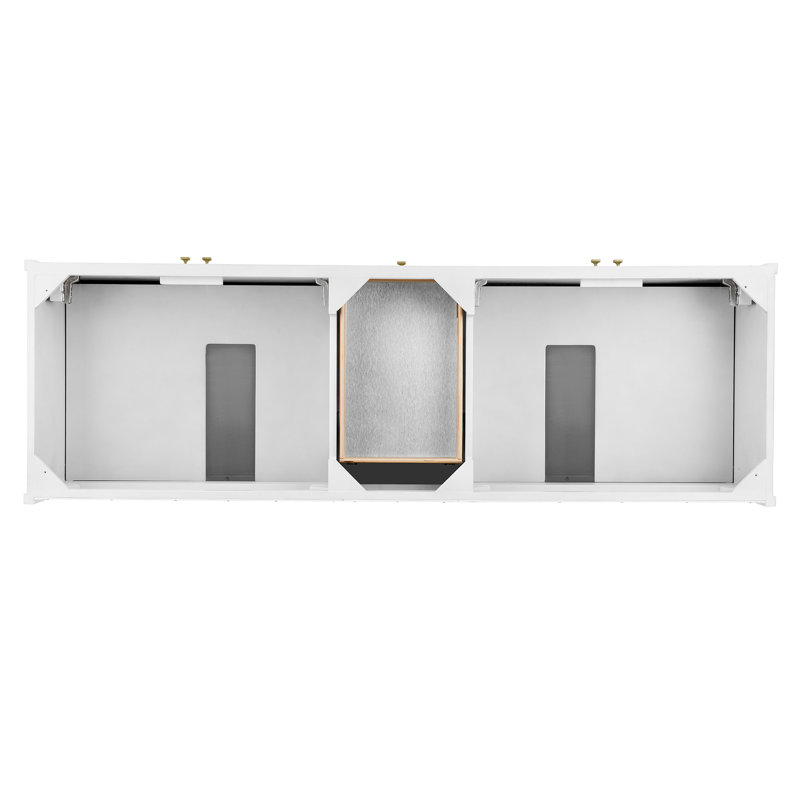 Chicago 72'' W Double Bathroom Vanity Base, Champagne Brass, Glossy White