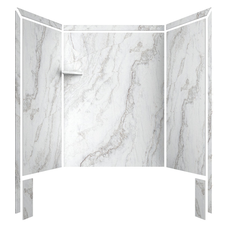 FlexStone Royale 60"W x 36"D x 80"H Alcove Bathtub/Shower Surround in Calypso, Calypso