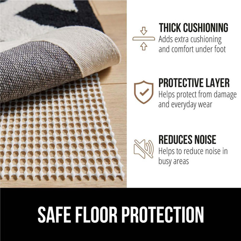Grips Keep Area Rugs Safe And In Place, Thick Slip And Skid Resistant Pads For Hard Floors Under Carpet Mat Cushion And Hardwood Floor Protection