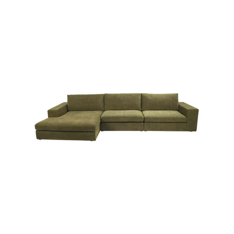 Ojai L-Shaped Foam Padding Sectional , Left Hand Facing, Green Chenille