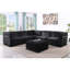 Canapé modulaire à la mode de 120 po avec cadre en fer et en chenille, noir, idéal pour le salon-1104390346