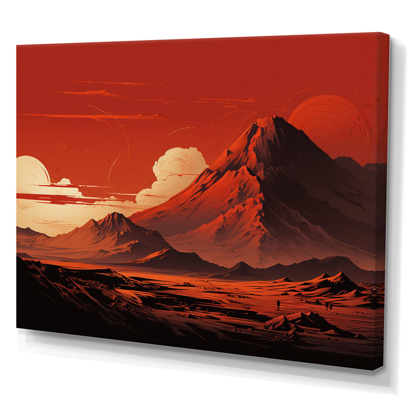 Volcan rouge et gris II - impression, Toile tendue, H 12 po x l 20 po x P 1 po