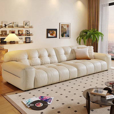 White Genuine Leather Modular Sofa cushion couch