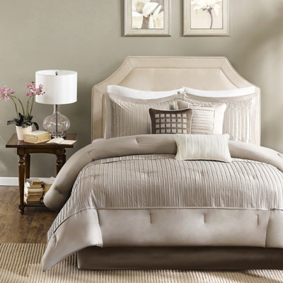 Ensemble de literie charmeuse 7 pièces Taupe
