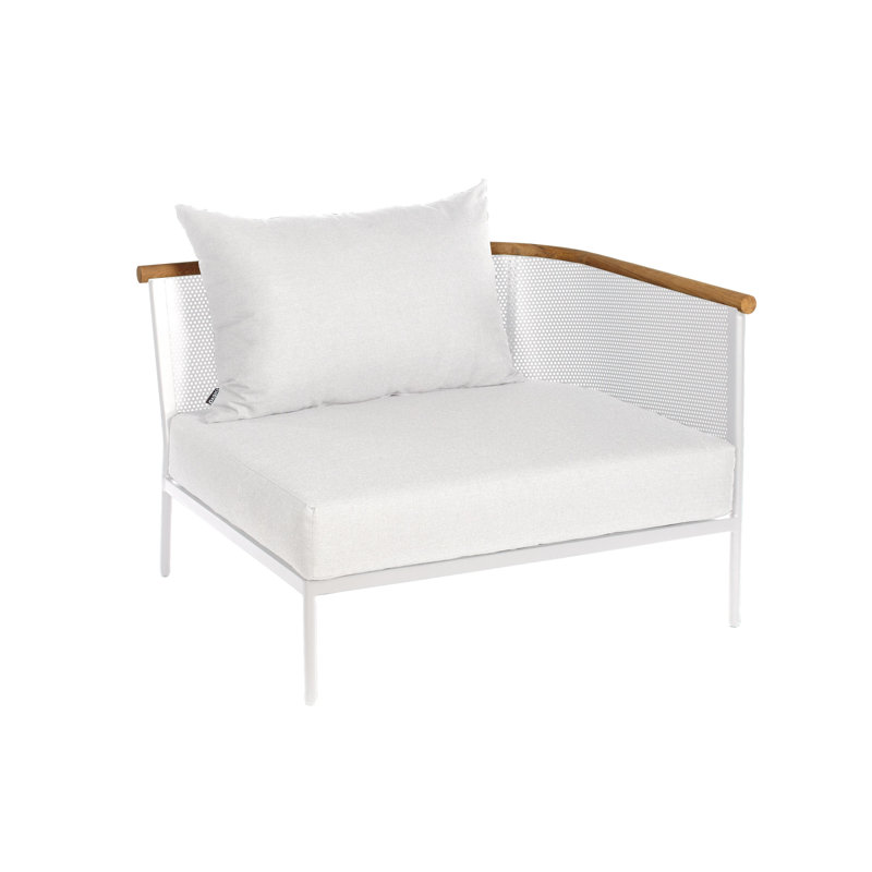 Canapé modulaire de patio avec coussins, Oui, Toile Sunbrella® naturel, Blanc