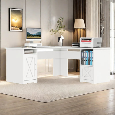 L-Shaped Executive Desk With Power Outlet
