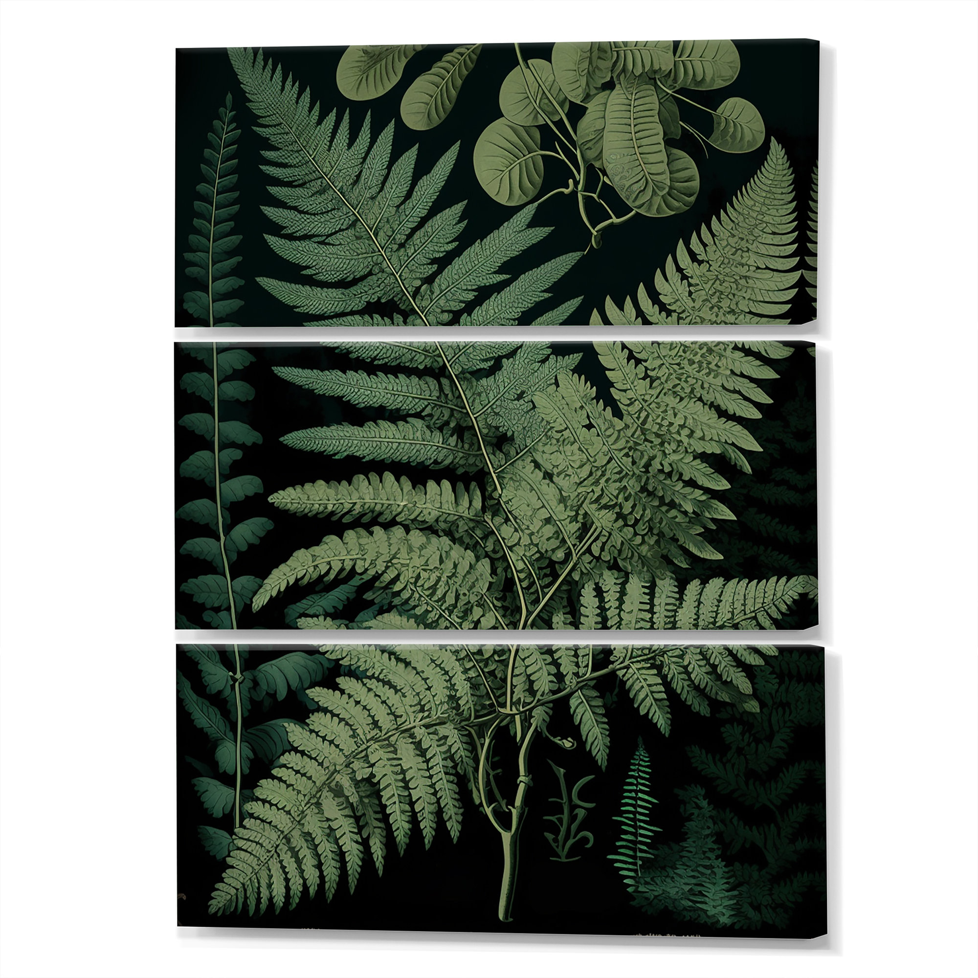 DesignArt Fern On Retro Victorian Chart IV On Canvas 3 Pieces Print ...