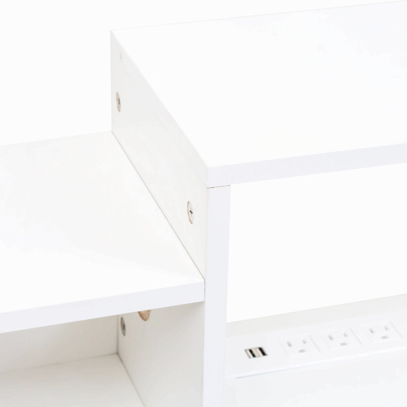 Meuble télé flottant mural 65,35 po avec 20 DEL de couleur et station de charge, Blanc
