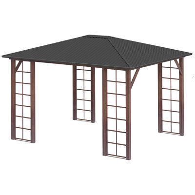 12 Ft. W x 10 Ft. D Steel Patio Gazebo -  Outsunny, 84C-420V00CG