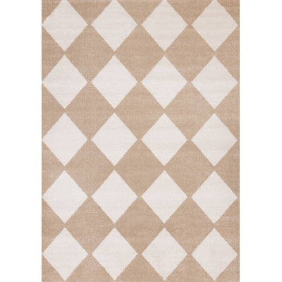 Tapis à carreaux crème et beige Shivaun