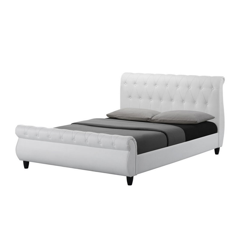 Lit plateforme tapissier Lytham, Grand lit, Blanc