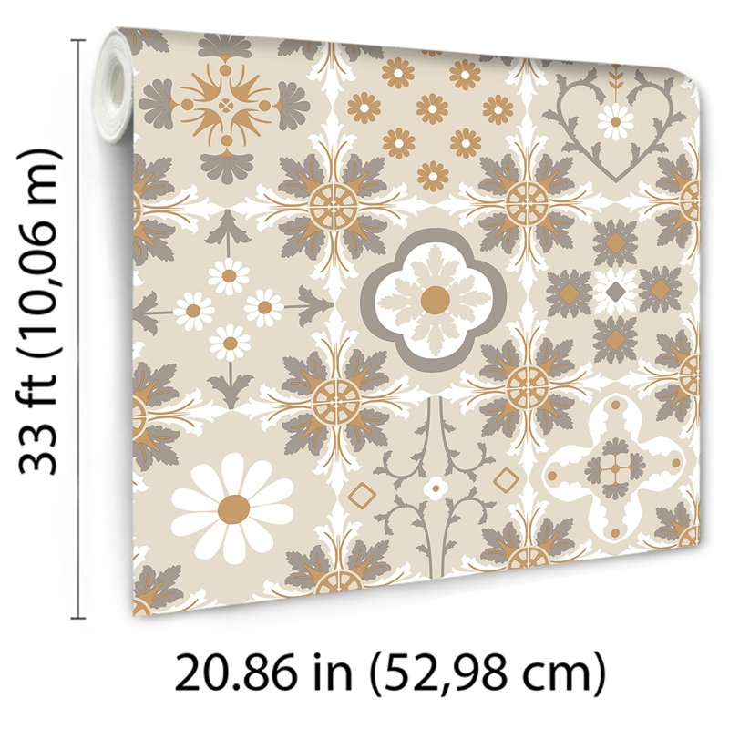 Papier peint beige carreaux de céramique, Beige