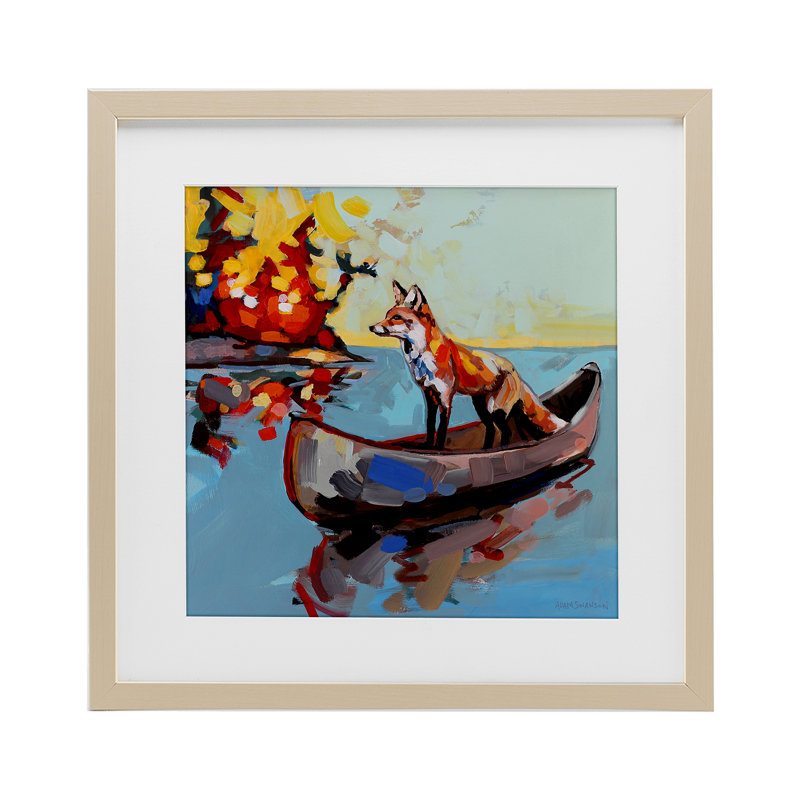 «Fox's Voyage on Canoe», reproduction sous verre encadrée, design par Adam Swanson, H 16 po x l 16 po