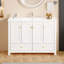 Meuble-lavabo de luxe avec lavabo en résine et rangement à fermeture en douceur-1163108019