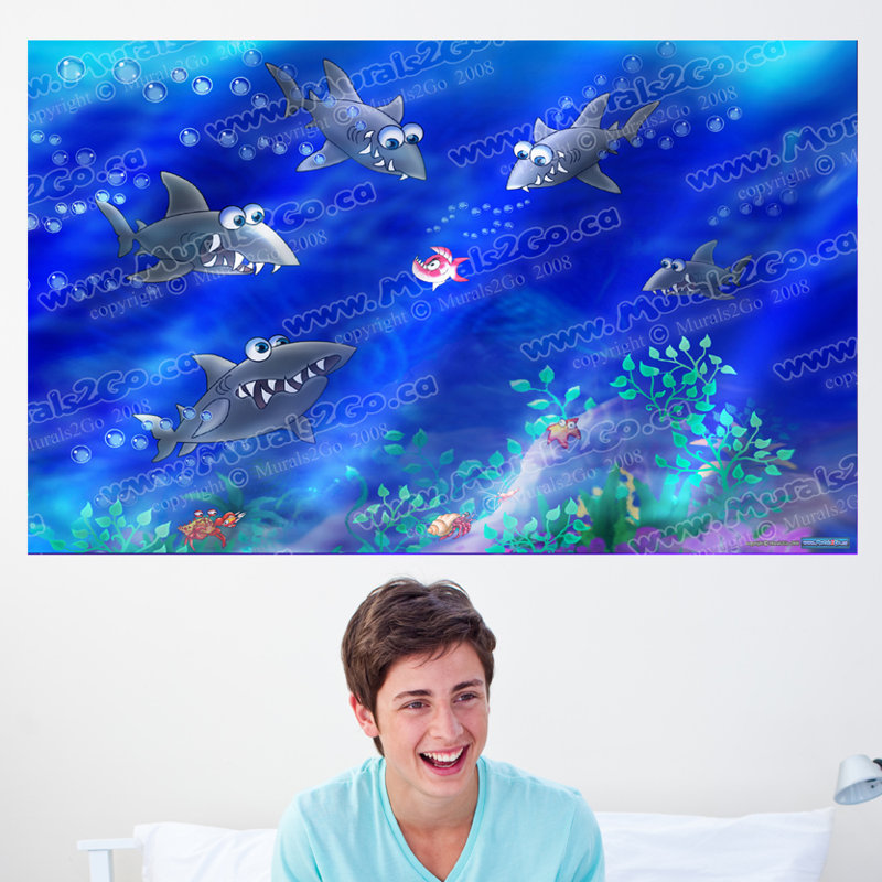 Adhésif décoratif requins, H 37 po x l 60 po
