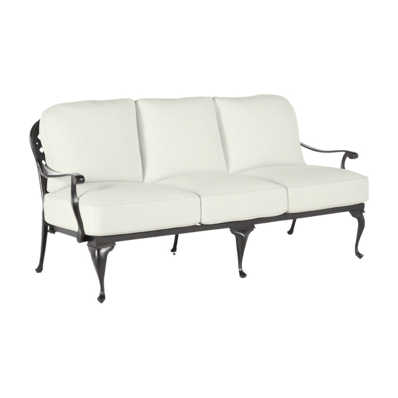 Provance Cast Aluminum Outdoor Sofa, Ancient Earth, No Welt, Natural White