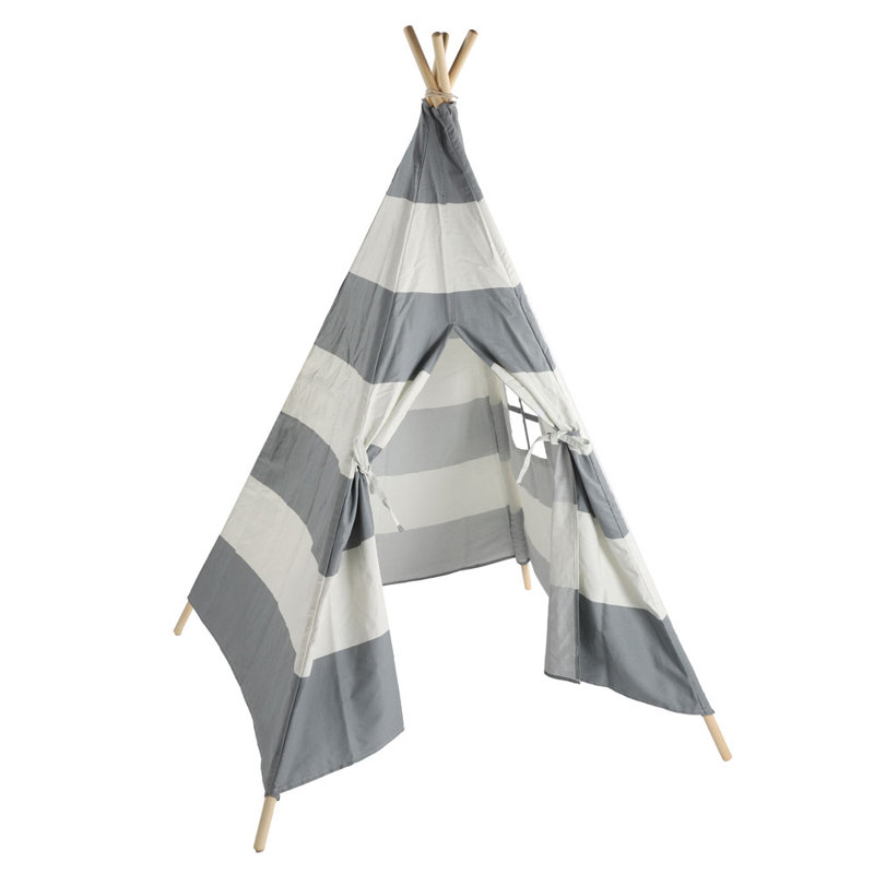 Blue Elephant 120cm W x 165cm D Indoor / Outdoor Cotton Triangular Play Tent, Grey/White
