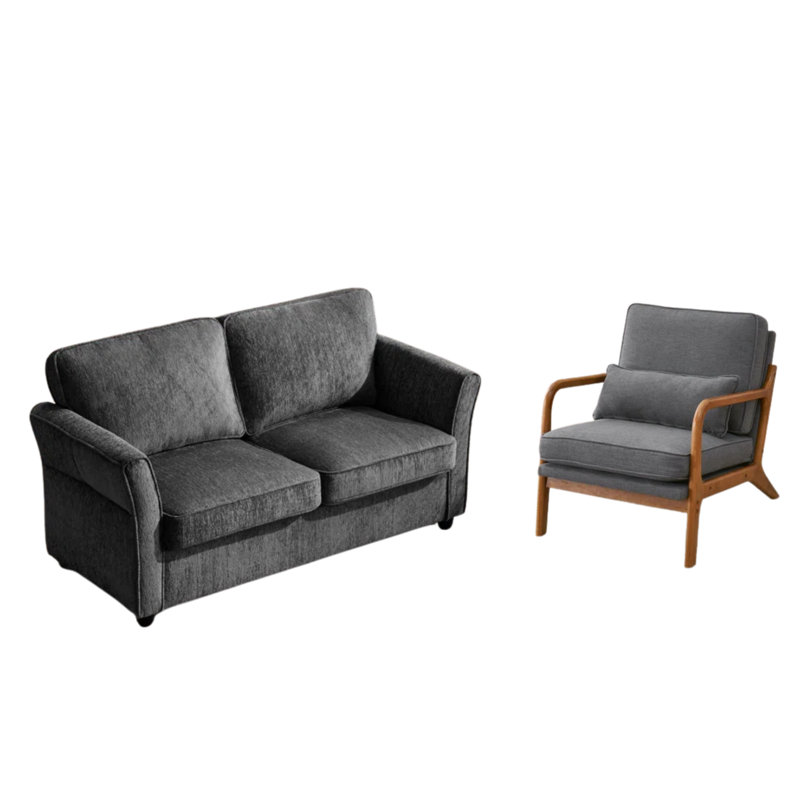 Ensemble 2 pièces de causeuse et fauteuil d'appoint, Grey