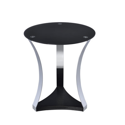 Geiger Black Glass & Chrome Finish End Table