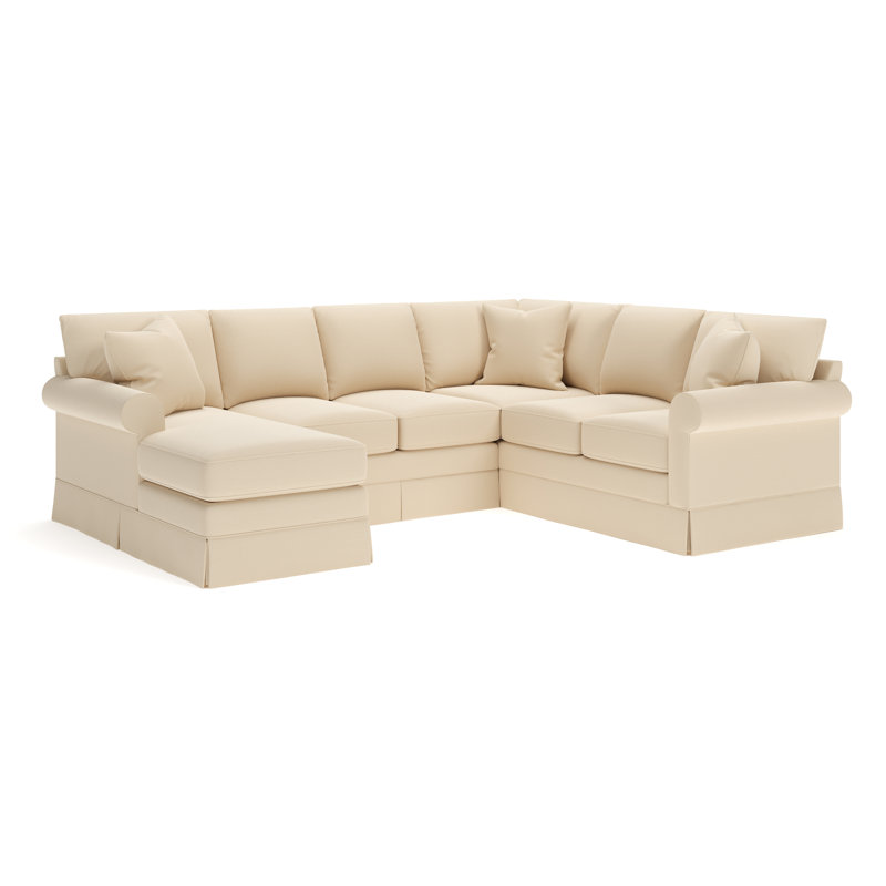 Friedman Upholstered Chaise U-Sectional, Canvas Flax Sunbrella® Canvas, Left Hand Facing