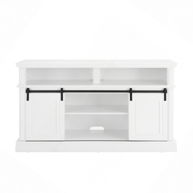 Console multimédia avec meuble de rangement, meuble télé de divertissement de style Mid-Century, meuble télé polyvalent avec porte coulissante, l 58,11 po x P 15,79 po x H 32,36 po