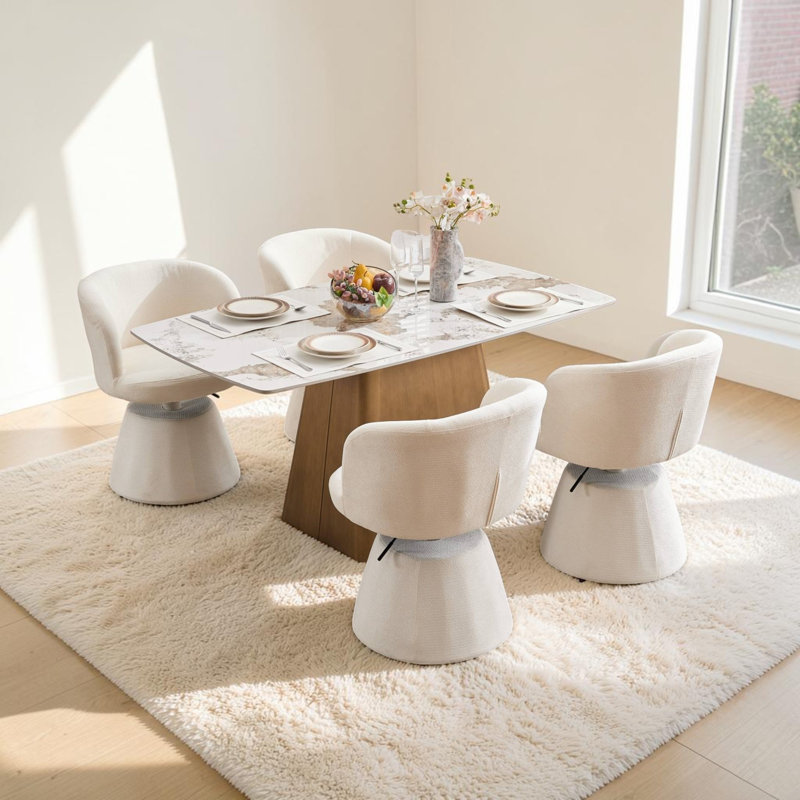 Chaise de salle à manger rembourrée Modern Chenille, tabouret de bar pivotant à 360 ° réglable en hauteur, tabouret de coiffeuse
