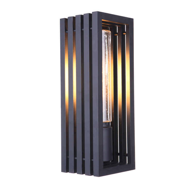 Large Matte Black Aluminum Outdoor Wall Light with Clear Seeded Glass