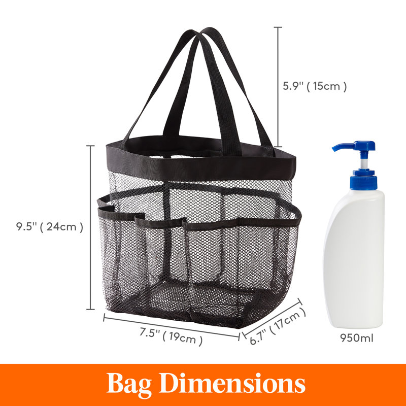 Freestanding Mesh Shower Caddy Portable Shower Tote Bag For College Dorm, With 7 Storage Pockets For Toiletry Essentials, 