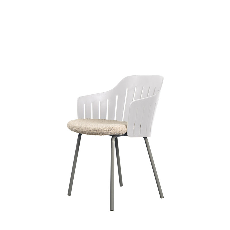 Choice Chair Indoor and Four Steel Legs Base with Upholstery Cover Set (Cane-line Scent Seat-Back Cover), Light Brown, White