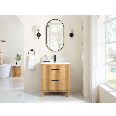 Mumbai 36" Single Sink Bath Vanity in Aged with White Grain Composite Stone Top