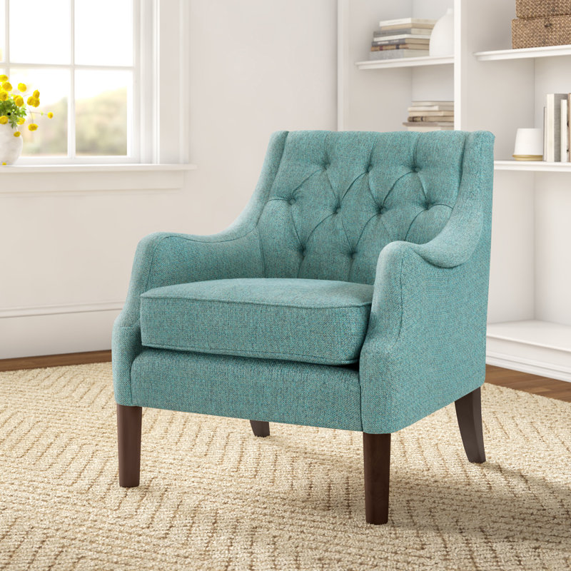 Anatonia 29.25" Wide Tufted Wingback Chair, Dark Teal
