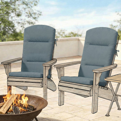 Outdoor Adirondack Chair Cushion with Back Ties, Dark Grey